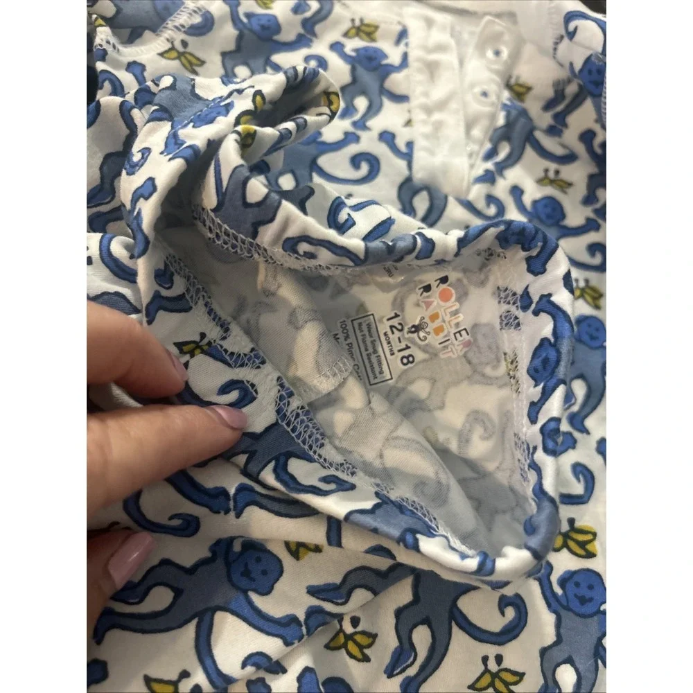 Roller Rabbit Toddler Monkey Animal Print 2-Piece Pajama 12-18M Preppy Soft